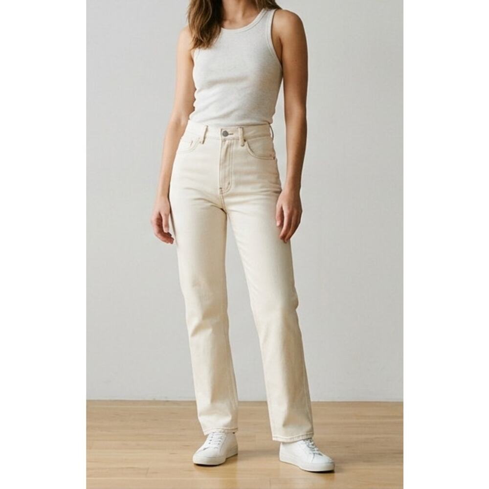 Good American Good 90’s Icon Straight Leg Jeans - Size 8 - Bone White -